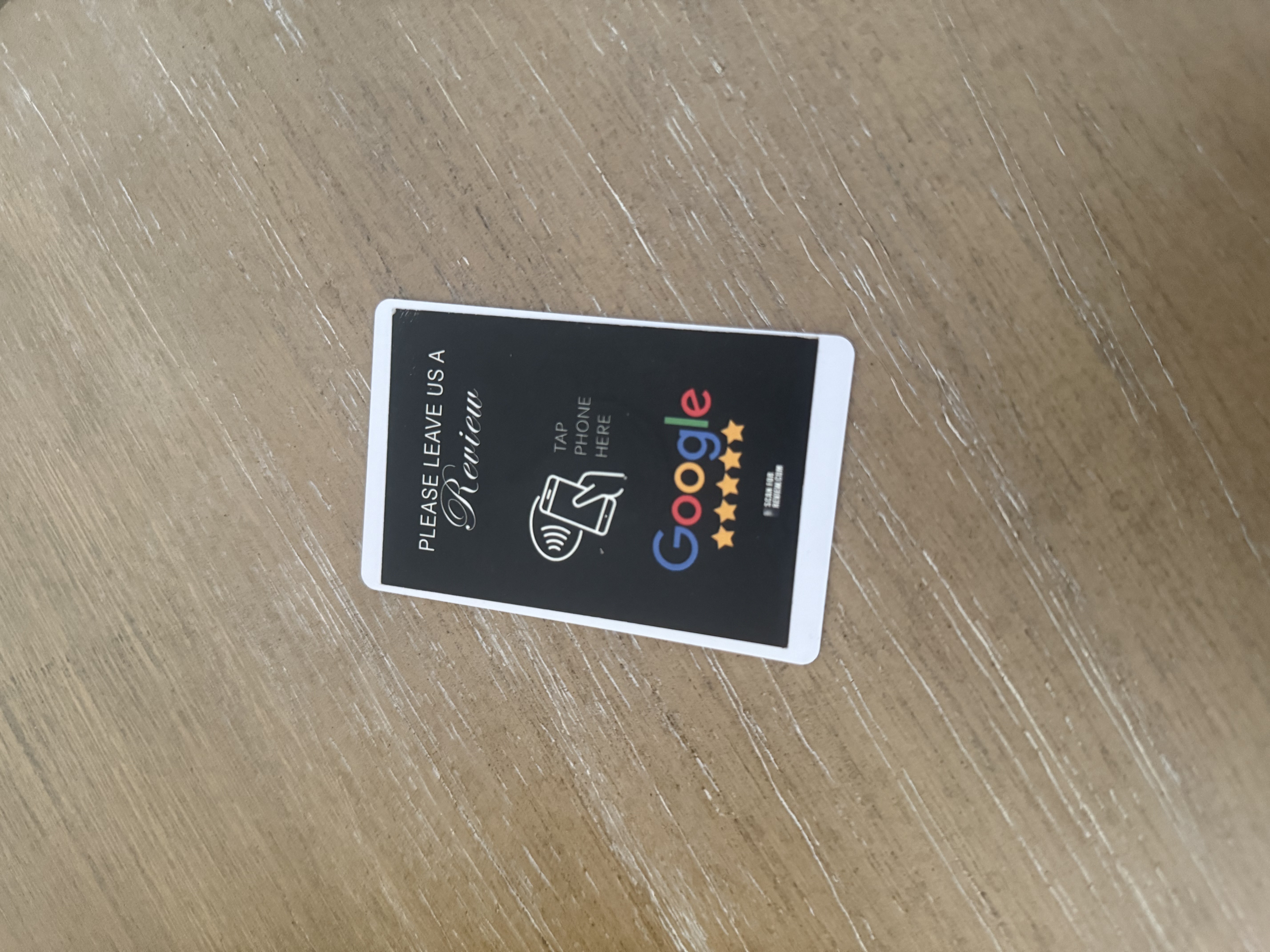 Custom Review Card on Wood